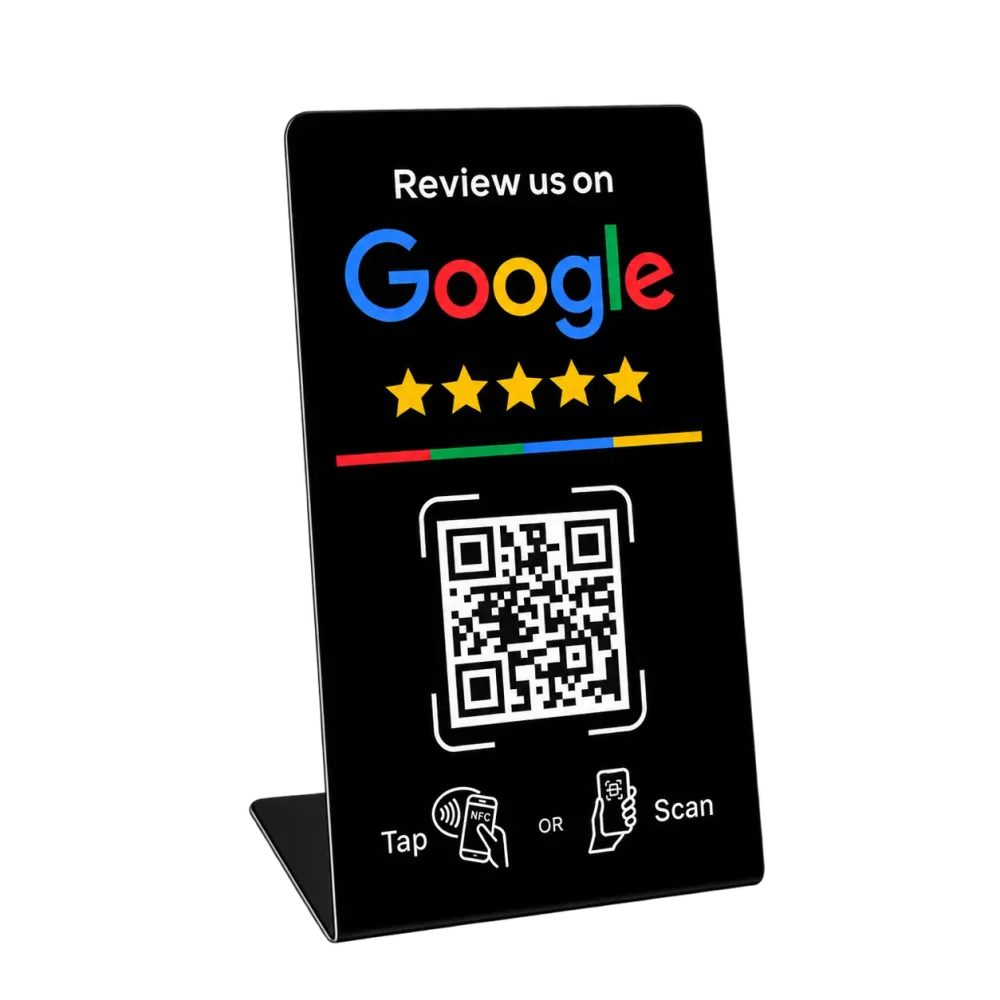 Google review standaard met NFC en QR-code